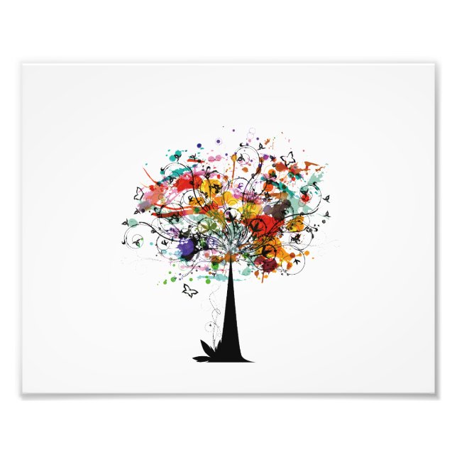 Watercolor colourful tree n butterfly.png photo print (Front)
