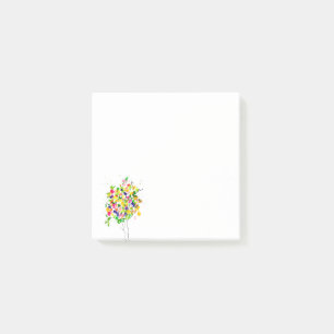 Watercolor colourful tree post-it notes