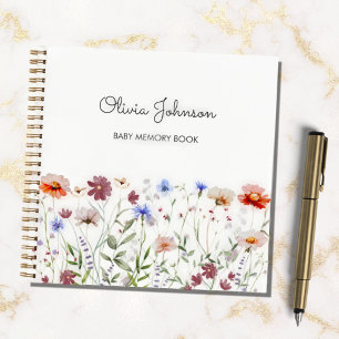 Watercolor Colourful Wildflower Baby Memory Book