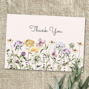 Watercolor Colourful Wildflower Garden Thank You Card