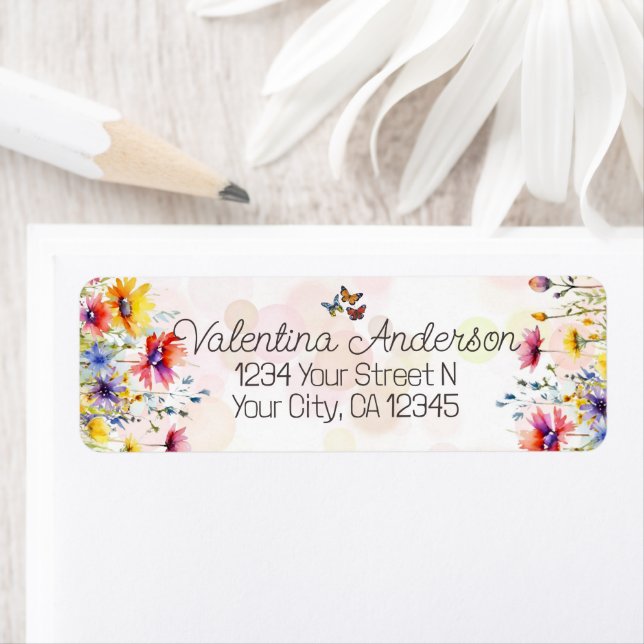 Watercolor Colourful Wildflowers and Butterflies (Insitu)