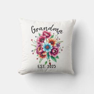 Watercolor Colourful Wildflowers Grandmother Cushion