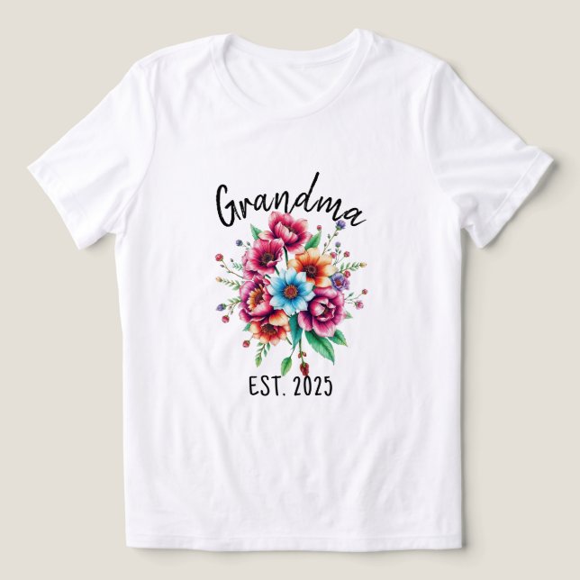 Watercolor Colourful Wildflowers Grandmother Tri-Blend Shirt (Design Front)
