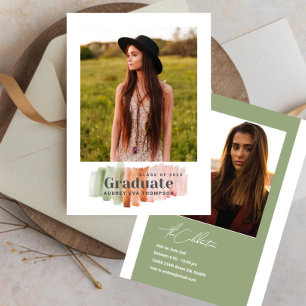 Watercolor Colours Graduation Photo Invitation
