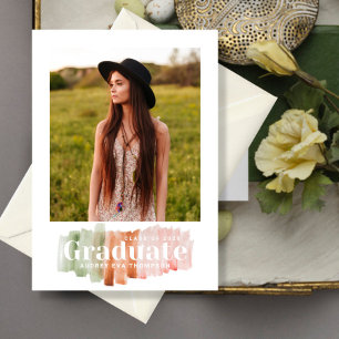 Watercolor Colours Graduation Photo Invitation