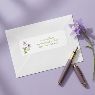 Watercolor Columbine with Hummingbird Address