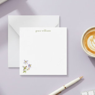 Watercolor Columbine with Hummingbird Personalised Card