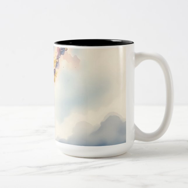 Watercolor Comet Galaxy Scene Two-Tone Coffee Mug (Right)