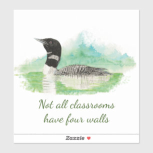 Watercolor Common Loon Bird Wilderness Quote Art