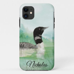Watercolor Common Loon wilderness Bird Case-Mate iPhone Case