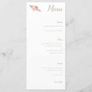 Watercolor Conch Sea Shell Wedding Menu