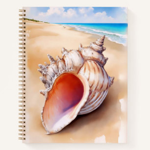 Watercolor Conch Shell on the Beach Journal