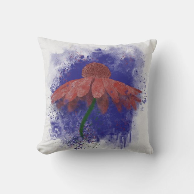 Watercolor Coneflower Cushion (Front)