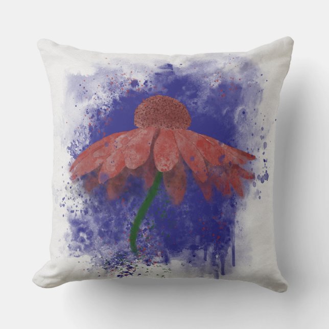 Watercolor Coneflower Cushion (Front)