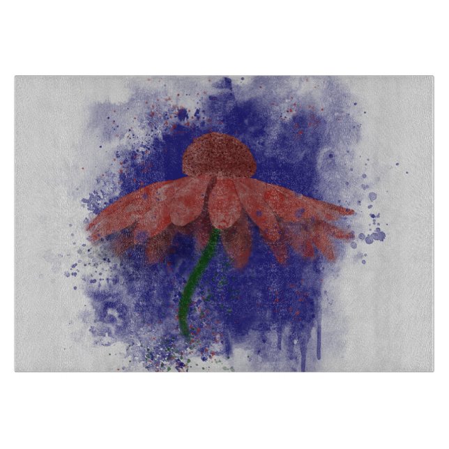 Watercolor Coneflower Cutting Board (Front)