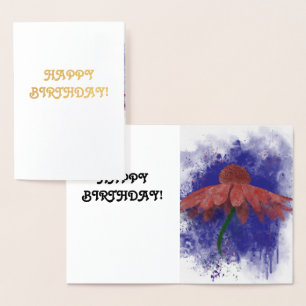 Watercolor Coneflower inside-out Foil Card