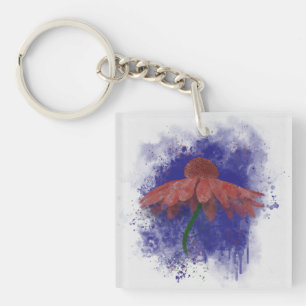 Watercolor Coneflower Key Ring