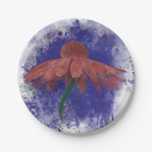 Watercolor Coneflower Paper Plate