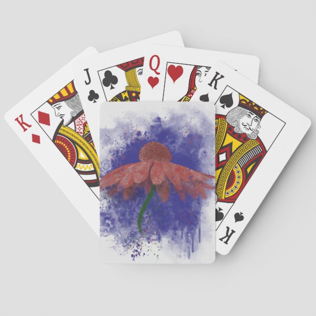 Watercolor Coneflower Playing Cards (Back)