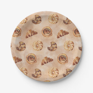 Watercolor Confectionery Patisserie Food Brunch Paper Plate