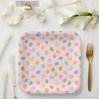 Watercolor confetti paper plate