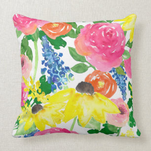 Watercolor contemporary floral cushion