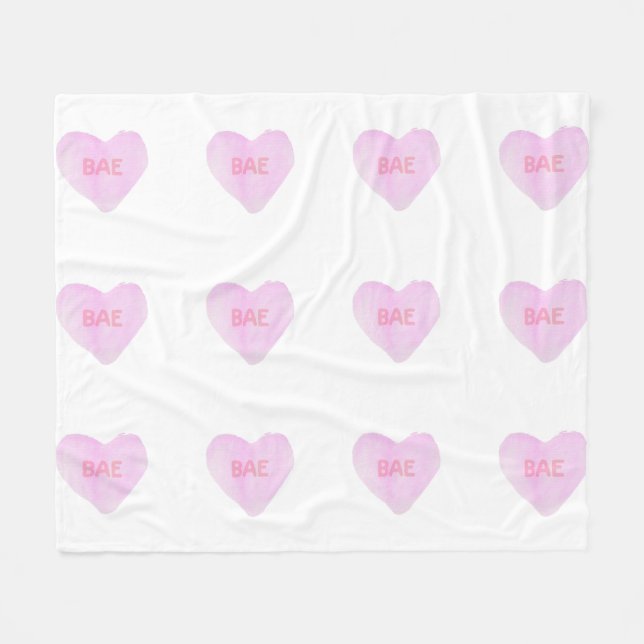 Watercolor Convo Heartz Bae Medium Fleece Blanket (Front (Horizontal))
