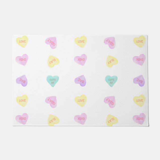 Watercolor Convo Heartz Door Mat (Front)