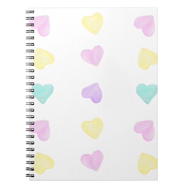 Watercolor Convo Heartz Large Pattern Notebook (Front)