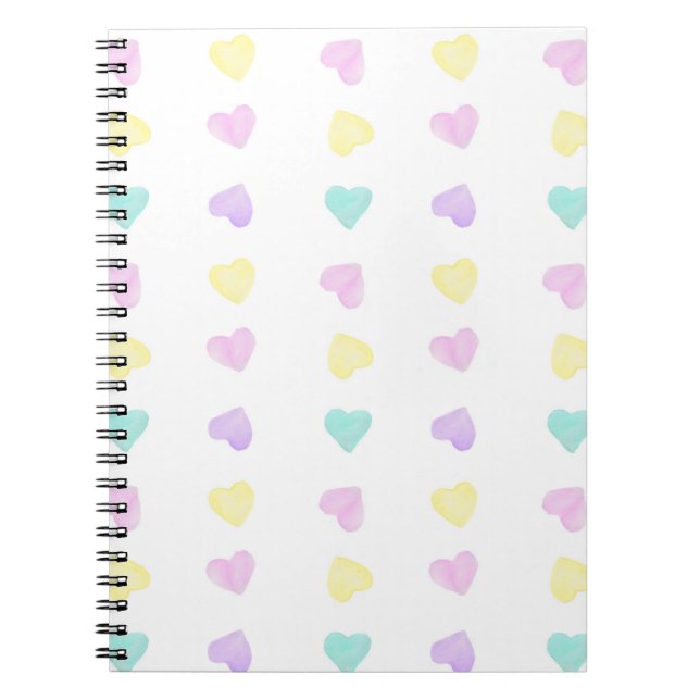Watercolor Convo Heartz Small Pattern Notebook (Front)