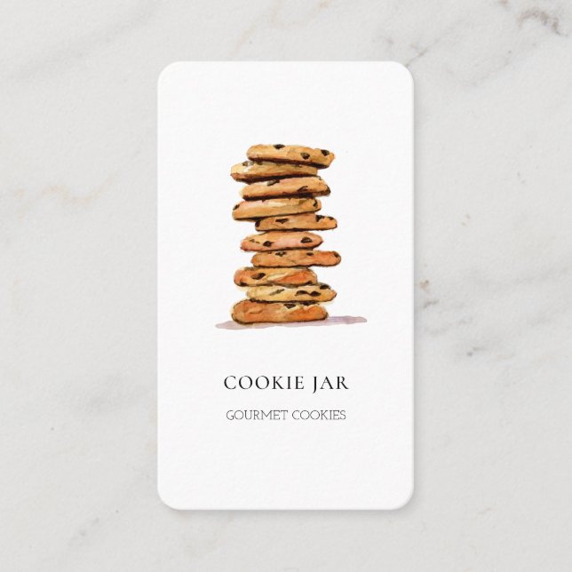 Watercolor cookie on white Bakery  business card (Front)