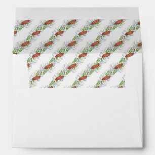Watercolor Copper Bow Garland Christmas Envelope