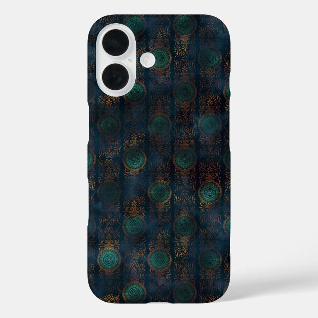 Watercolor Copper Patina Damask Pattern  Case-Mate iPhone Case (Back)