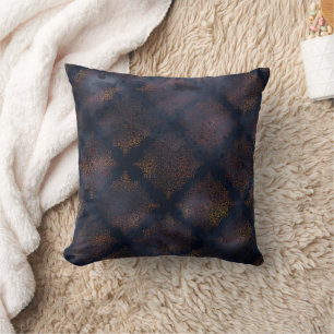 Watercolor Copper Patina Damask Pattern Cushion