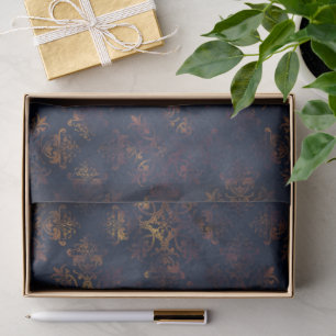 Watercolor Copper Patina Damask Pattern  Tissue Paper