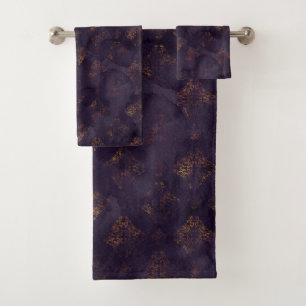 Watercolor Copper Patina Damask Pattern Towel