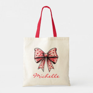Watercolor Coquette Bow Trendy Feminine Girly Red Tote Bag