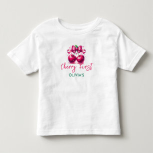 Watercolor Coquette Cherry 1st Birthday Toddler T-Shirt