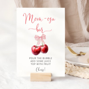 Watercolor Coquette Cherry Baby Shower Mum-osa Bar Poster