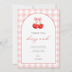 Watercolor Coquette Cherry Birthday Thank You Card