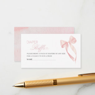   Watercolor  coquette pink bow ribbon baby shower Enclosure Card