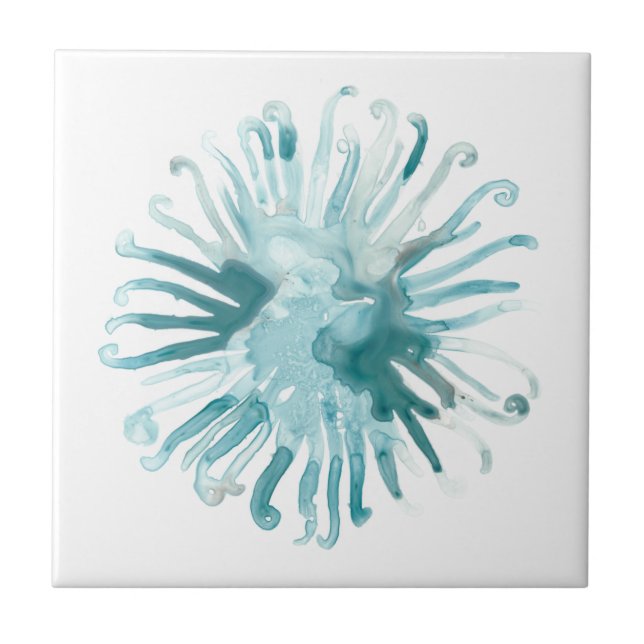 Watercolor Coral - Blue 2 Tile (Front)