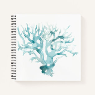 Watercolor Coral - Blue Notebook