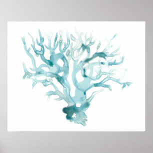 Watercolor Coral - Blue Poster