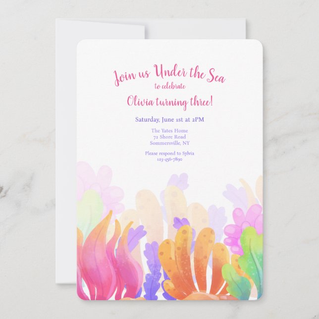 Watercolor Coral Invitation (Front)