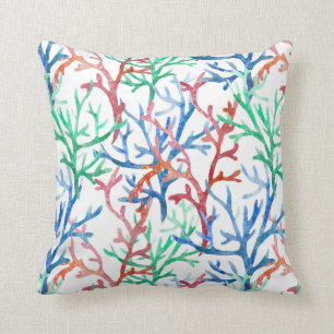 Watercolor Coral Pattern Cushion