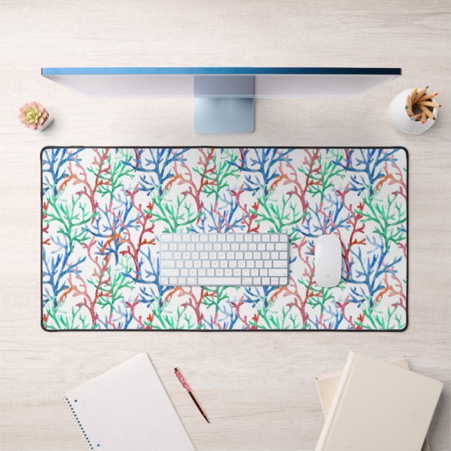 Watercolor Coral Pattern Desk Mat (Office 1)