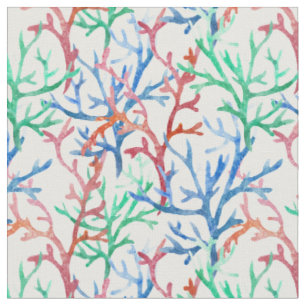 Watercolor Coral Pattern Fabric