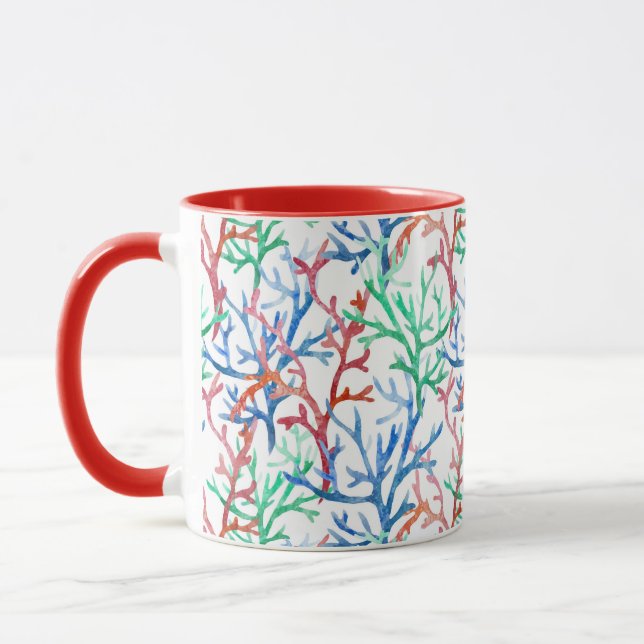Watercolor Coral Pattern Mug (Left)