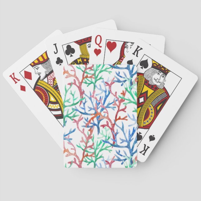 Watercolor Coral Pattern Playing Cards (Back)